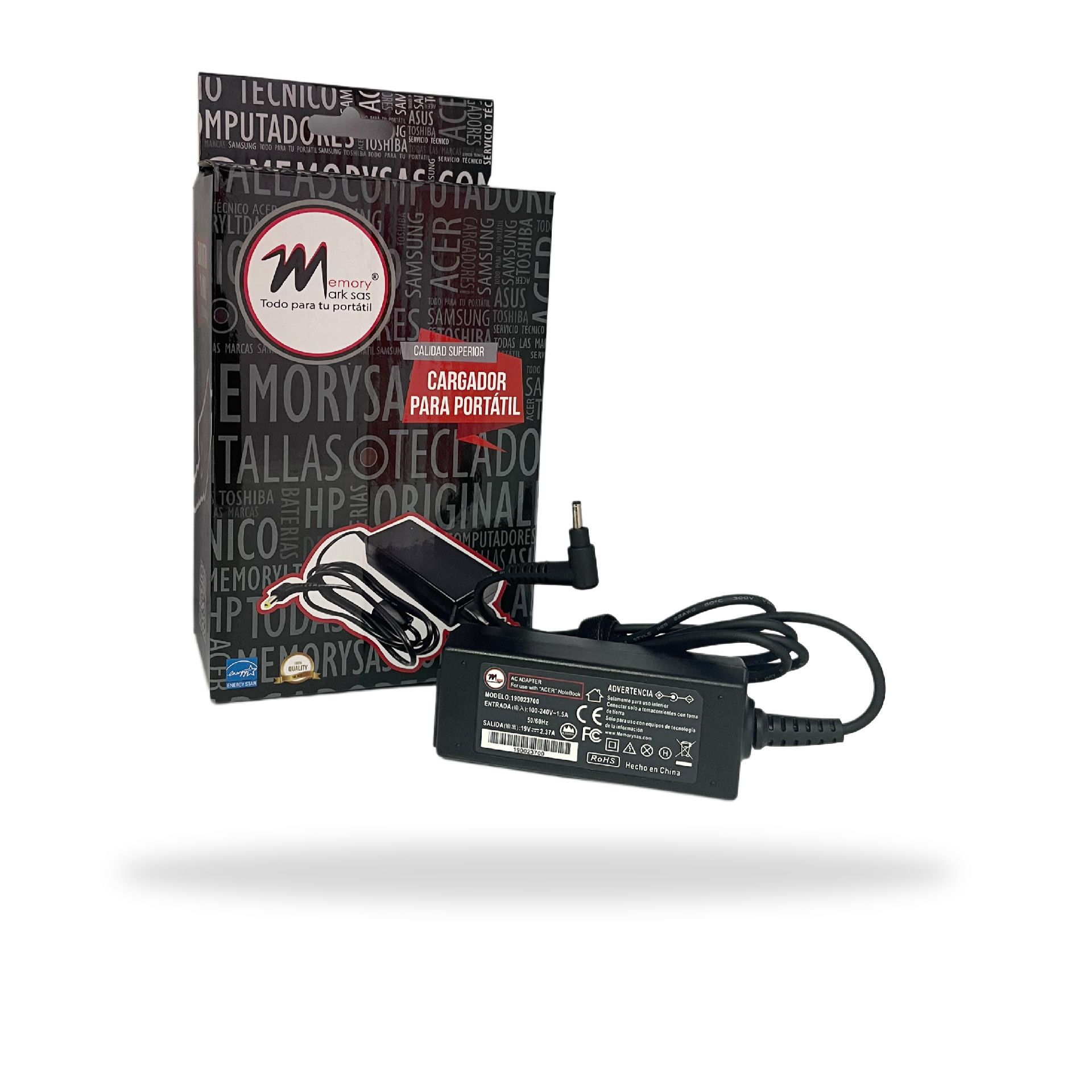 CARGADOR PORTATIL ACER 19V-2.37A 3.0*1.0- HOMOLOGADO. 45W